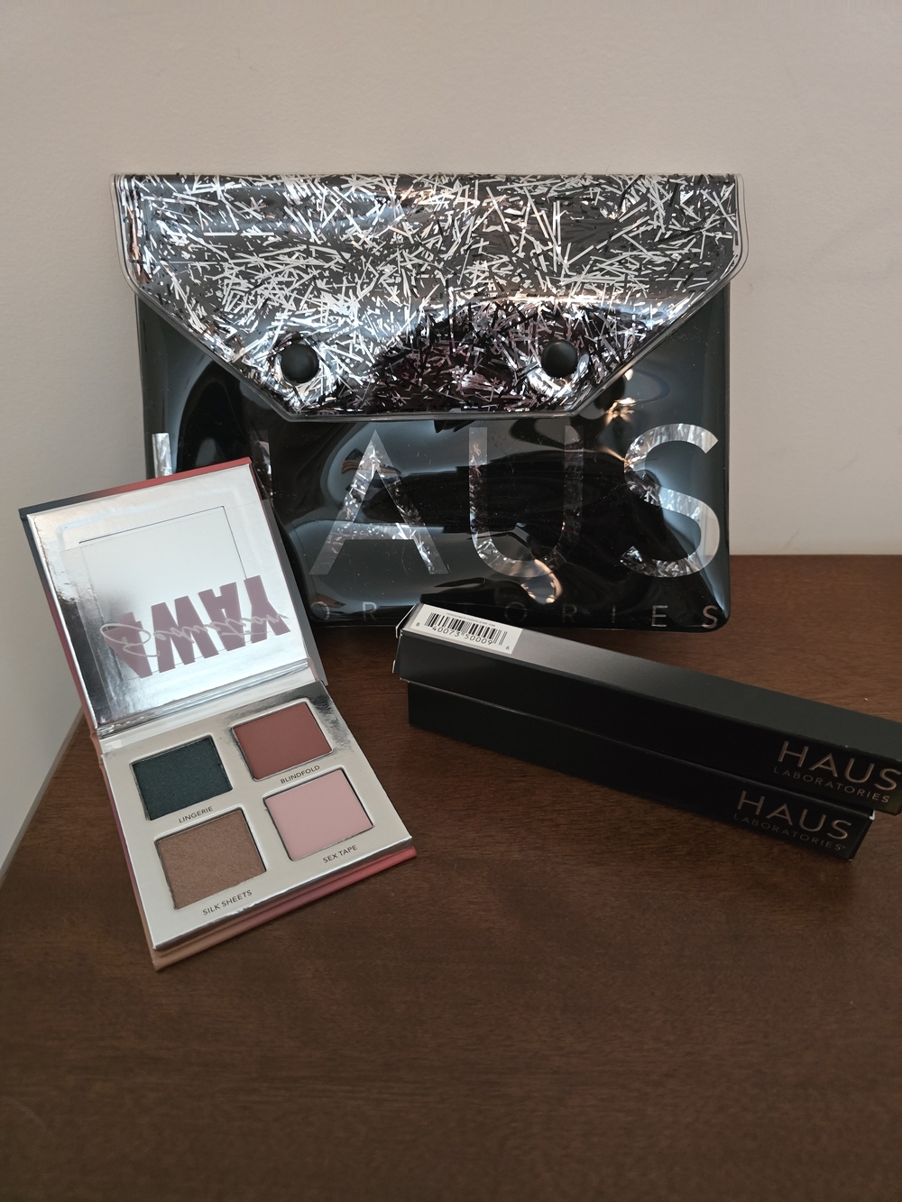 Haus Labs By Lady Gaga Eyeshadow Quad & Lip Crayon In Metallic Black Pouch